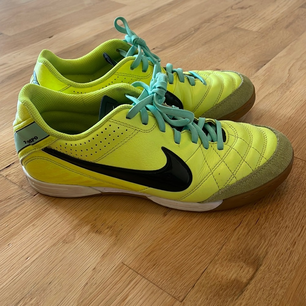 Neon Yellow Nike Indoor Soccer Shoe